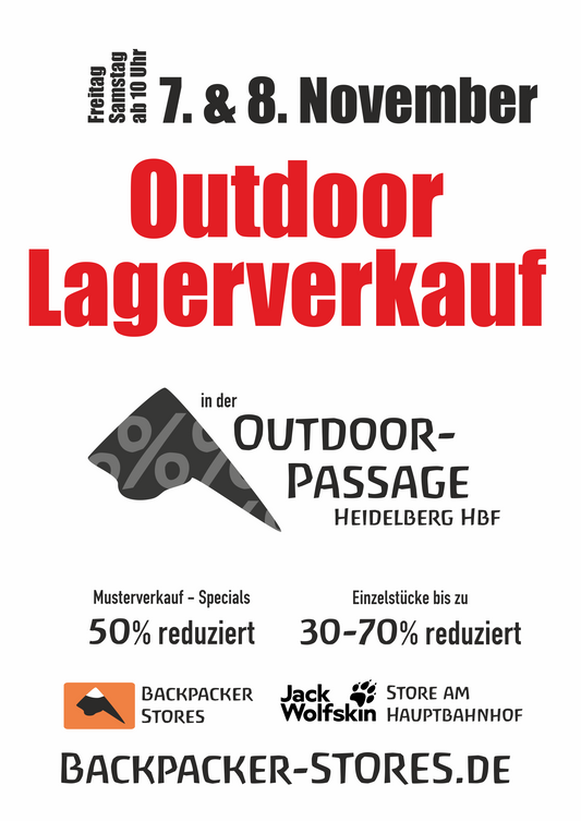 Großer Outdoor Lagerverkauf! Schnäppchen für Herbst & Winter