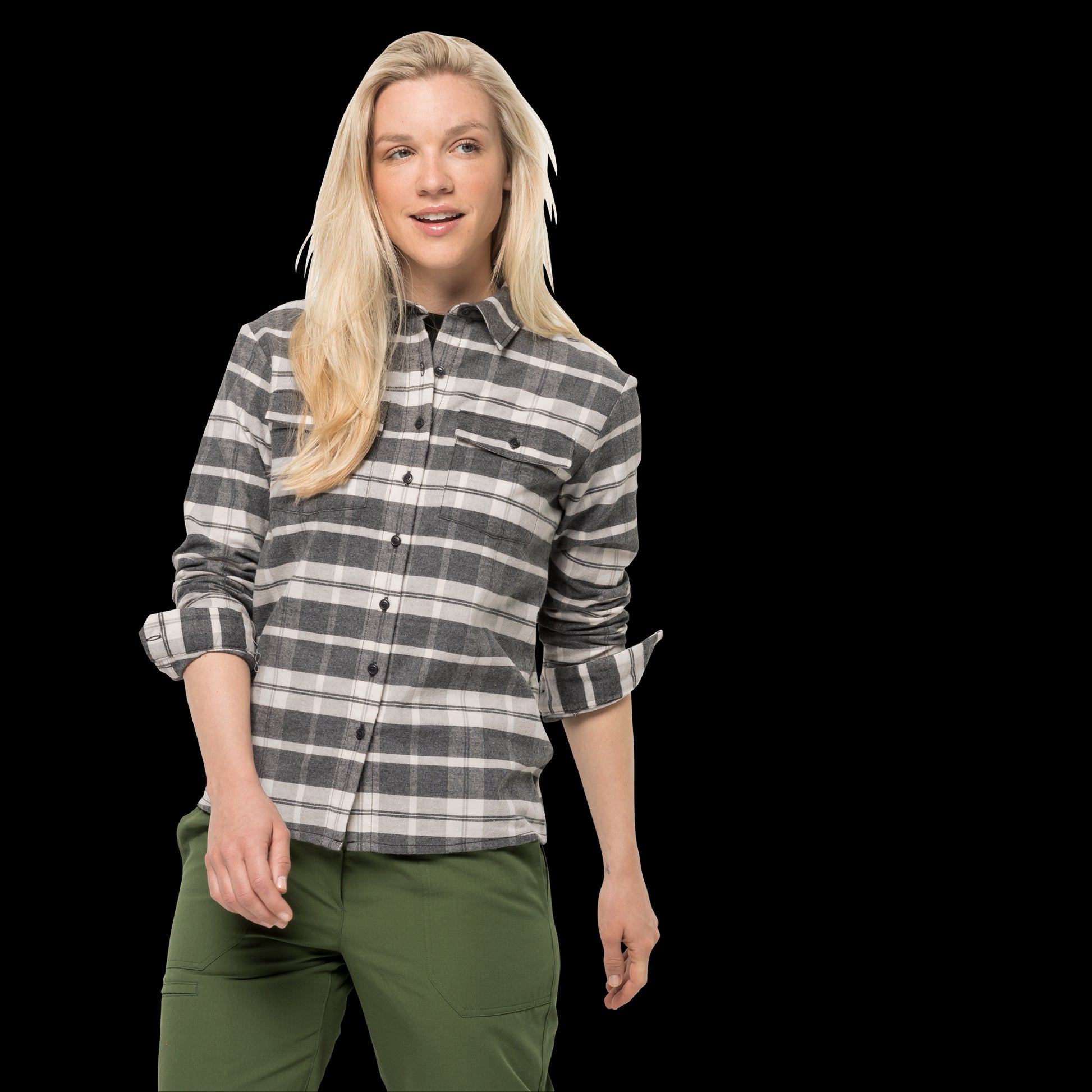 NATURE TIME SHIRT W - phantom checks - L