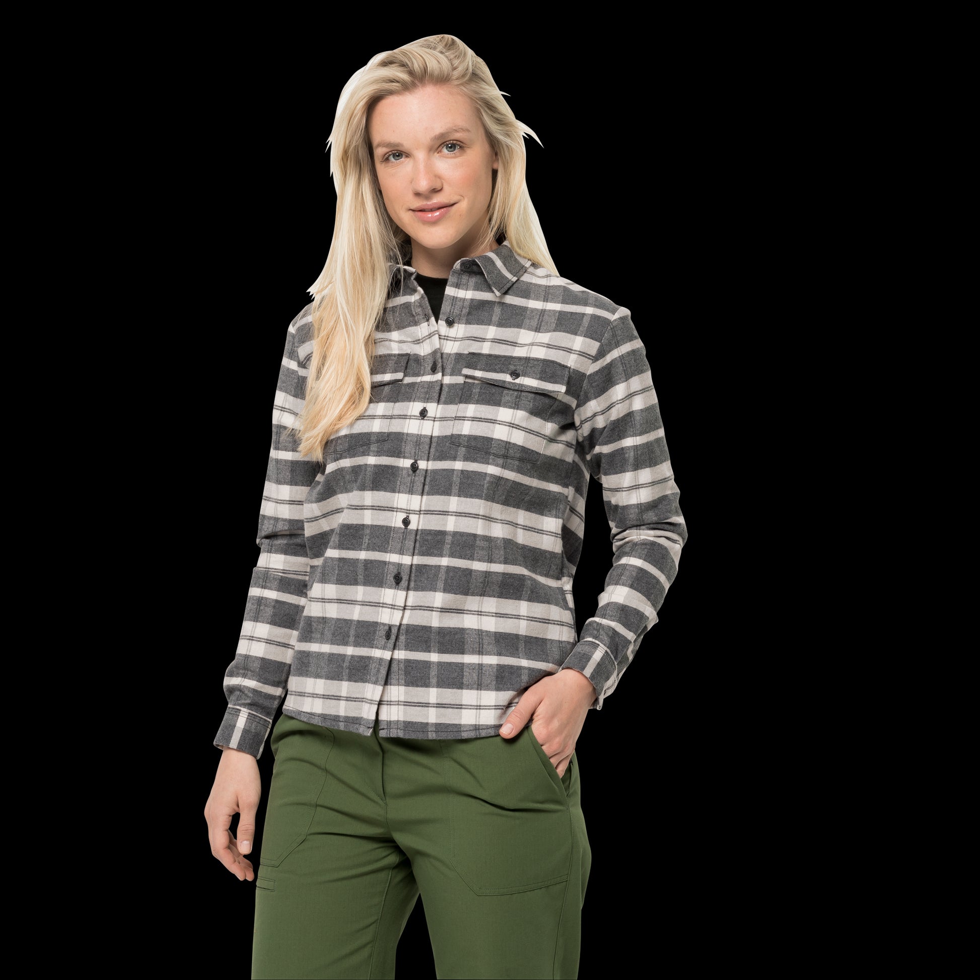 NATURE TIME SHIRT W - phantom checks - L