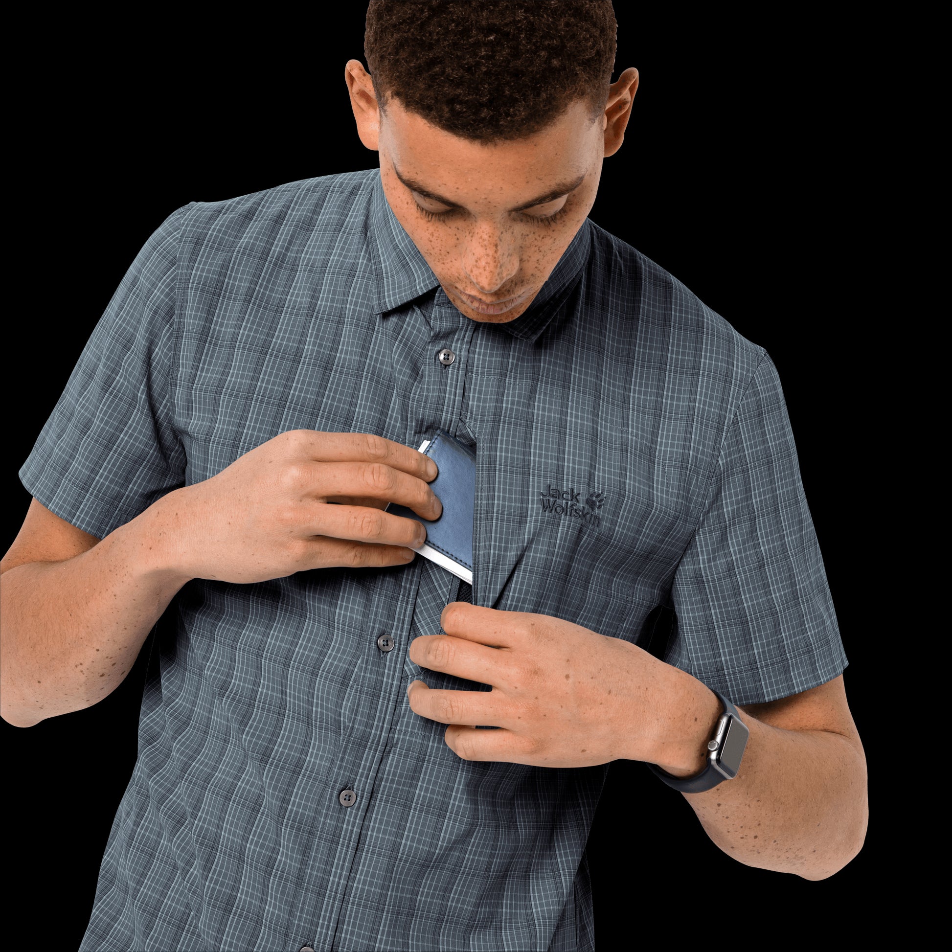 RAYS STRETCH VENT SHIRT MEN - storm grey checks - M