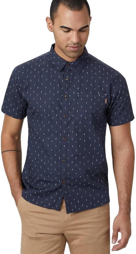 Cotton Short Sleeve Button Up M's - Dark ocean blue/small tree AOP - M