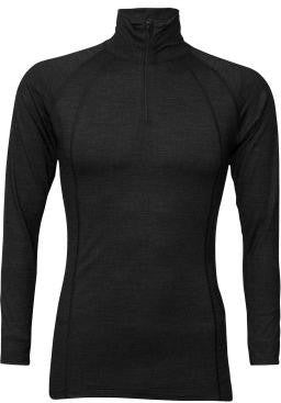 Zip Herren Langarm Merino Shirt - anthrazit meliert - M