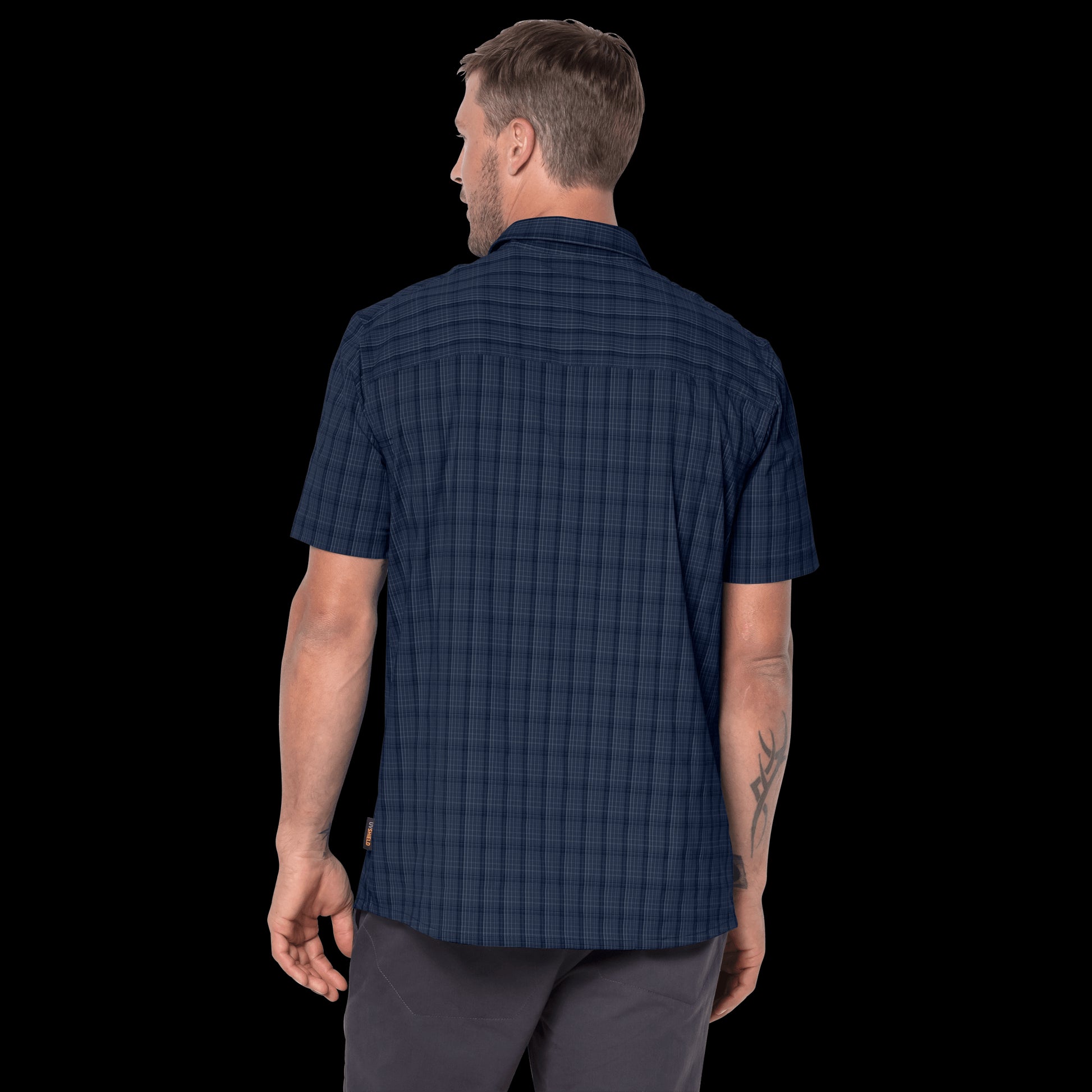 RAYS STRETCH VENT SHIRT MEN - night blue checks - S
