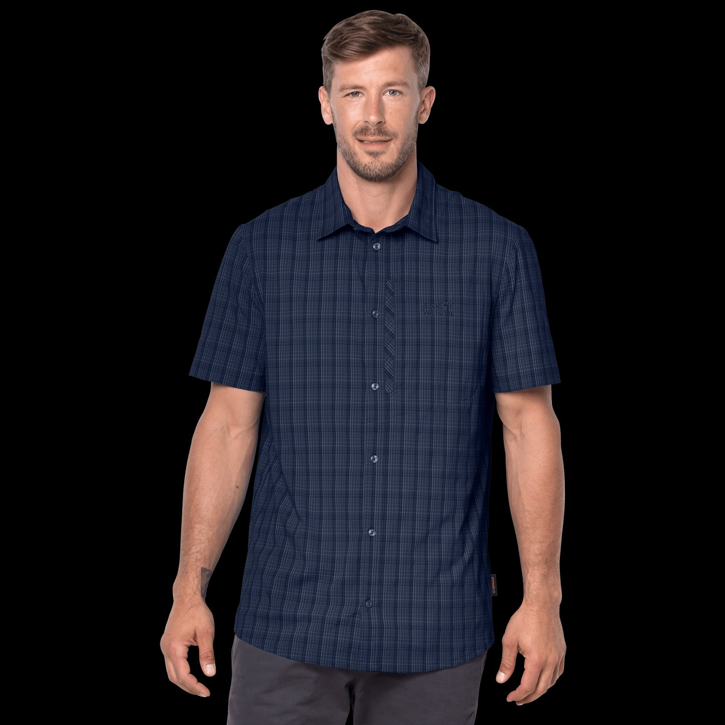 RAYS STRETCH VENT SHIRT MEN - night blue checks - S