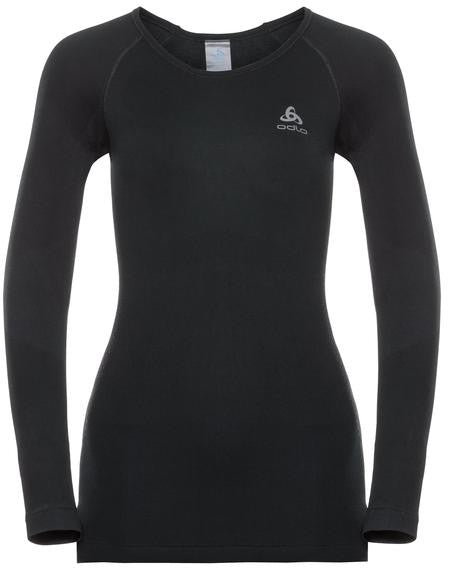 Slim Crew Neck L/S W's - black/odlo concrete grey - XS