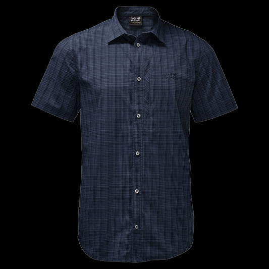 RAYS STRETCH VENT SHIRT MEN - night blue checks - S