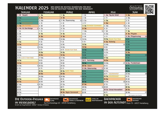Backpacker Kalender 2025!