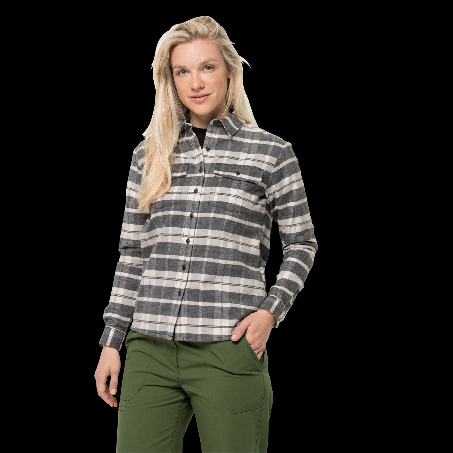 NATURE TIME SHIRT W - phantom checks - L