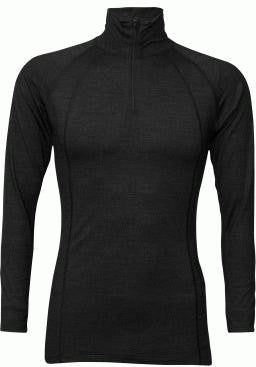 Zip Herren Langarm Merino Shirt - anthrazit meliert - XXL